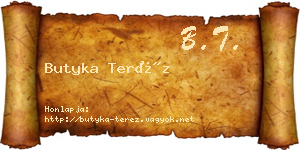 Butyka Teréz névjegykártya